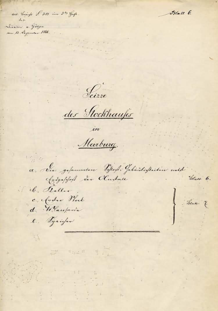 Skizze der Strafanstalt in Marburg