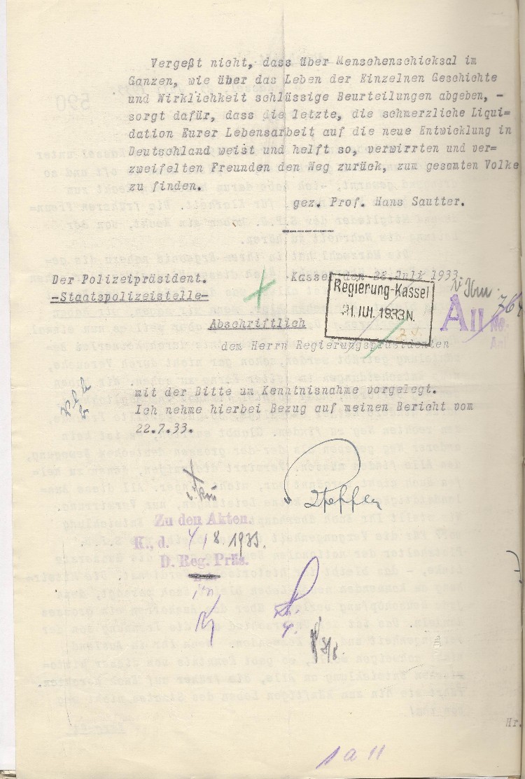 Brief an Otto Wels, Prag (Abschrift)