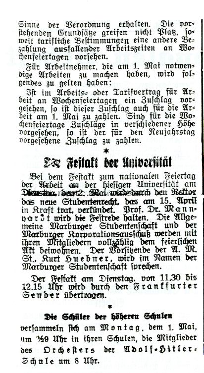 Zeitungsartikel der OZ betr. Tag der nationalen Arbeit vom 28. April 1933