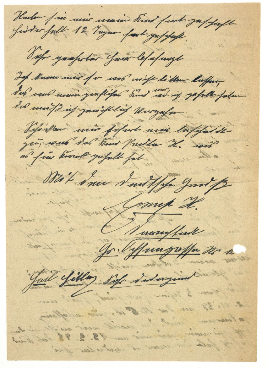Schreiben des Ernst H. an die Landesheilanstalt Hadamar, 11. April 1943