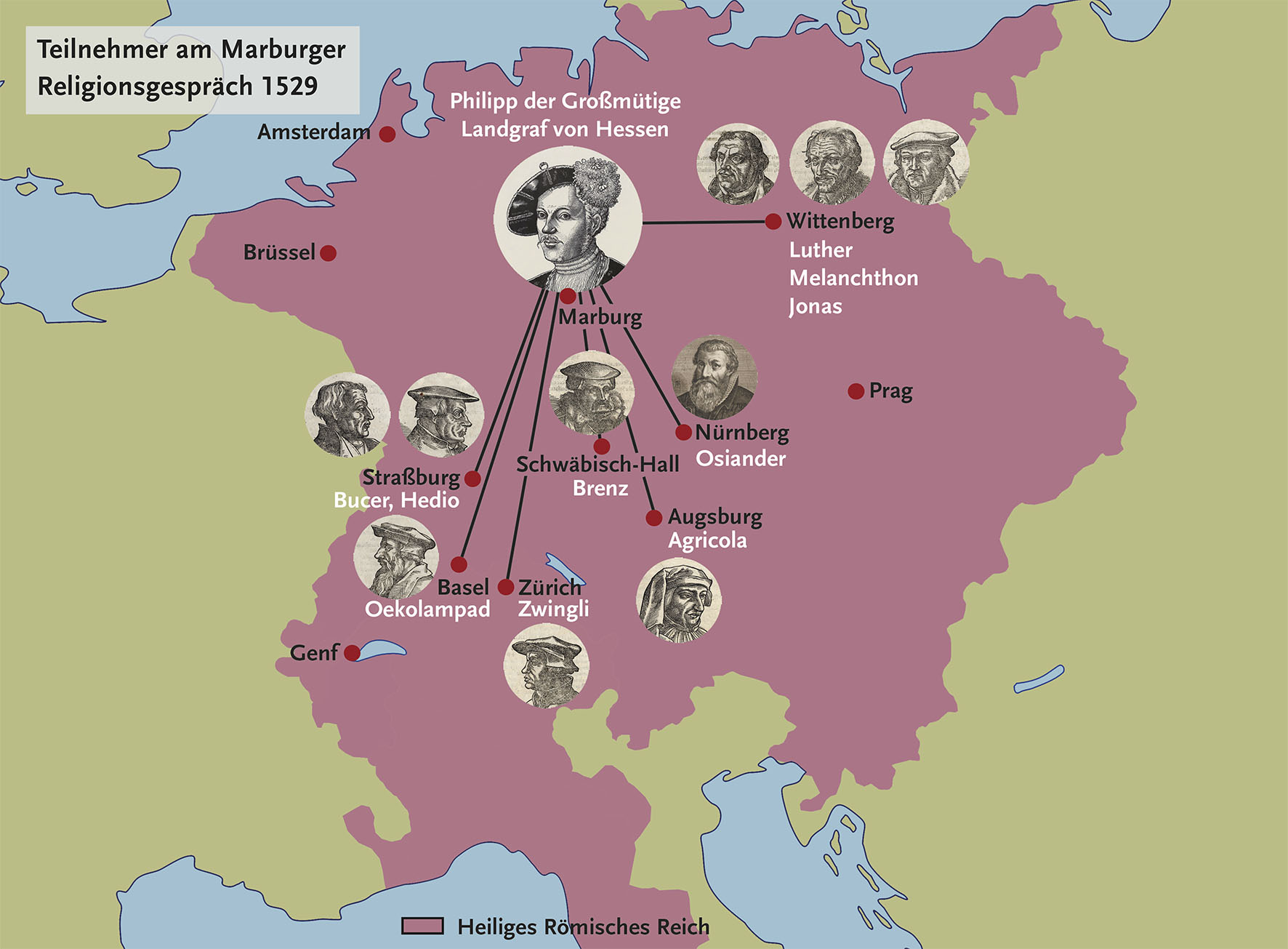 GRAPHIK: Teilnehmer am Marburger Religionsgespräch 1529