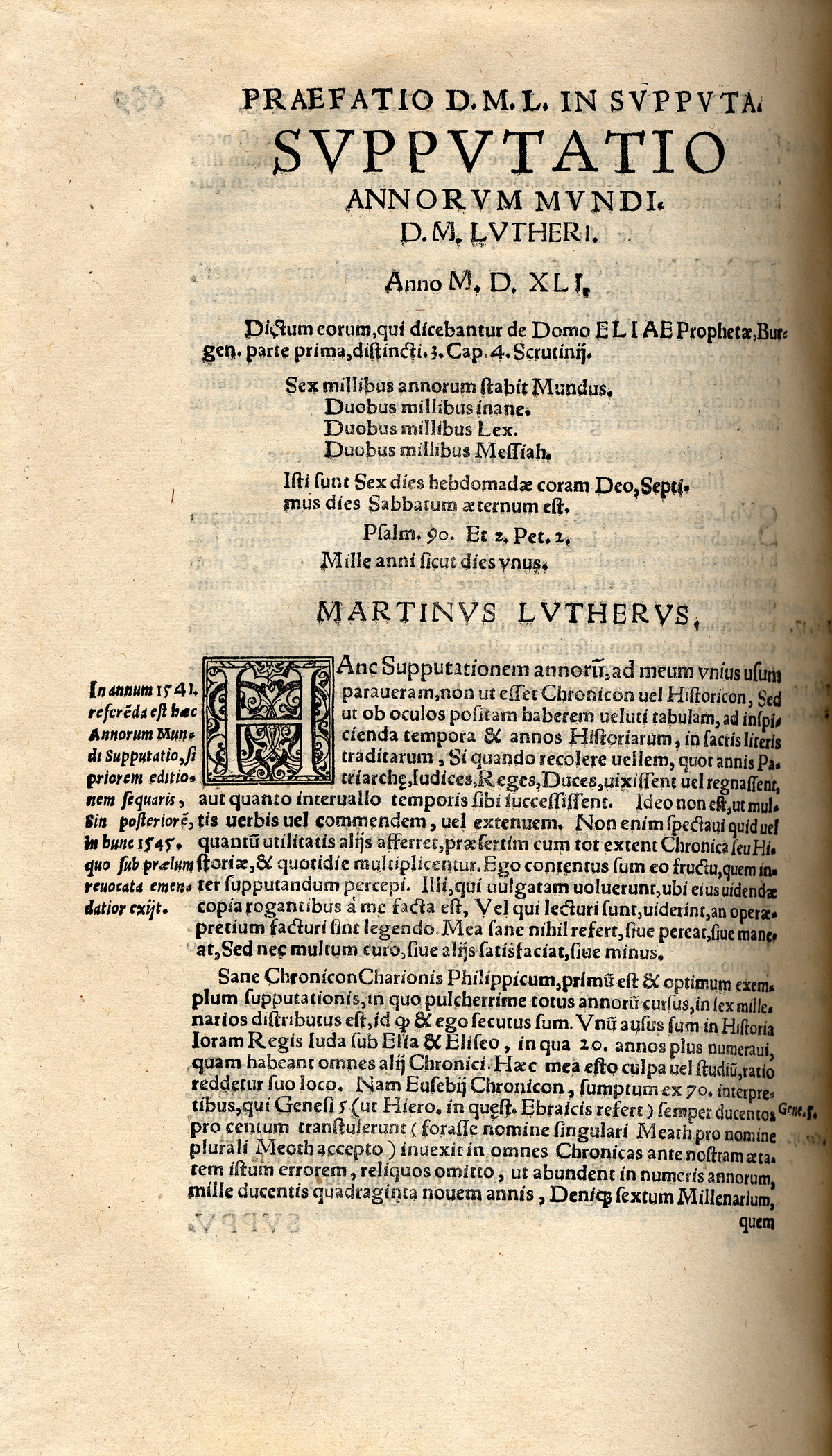 Martin Luther, Supputatio annorum Mundi, 1541