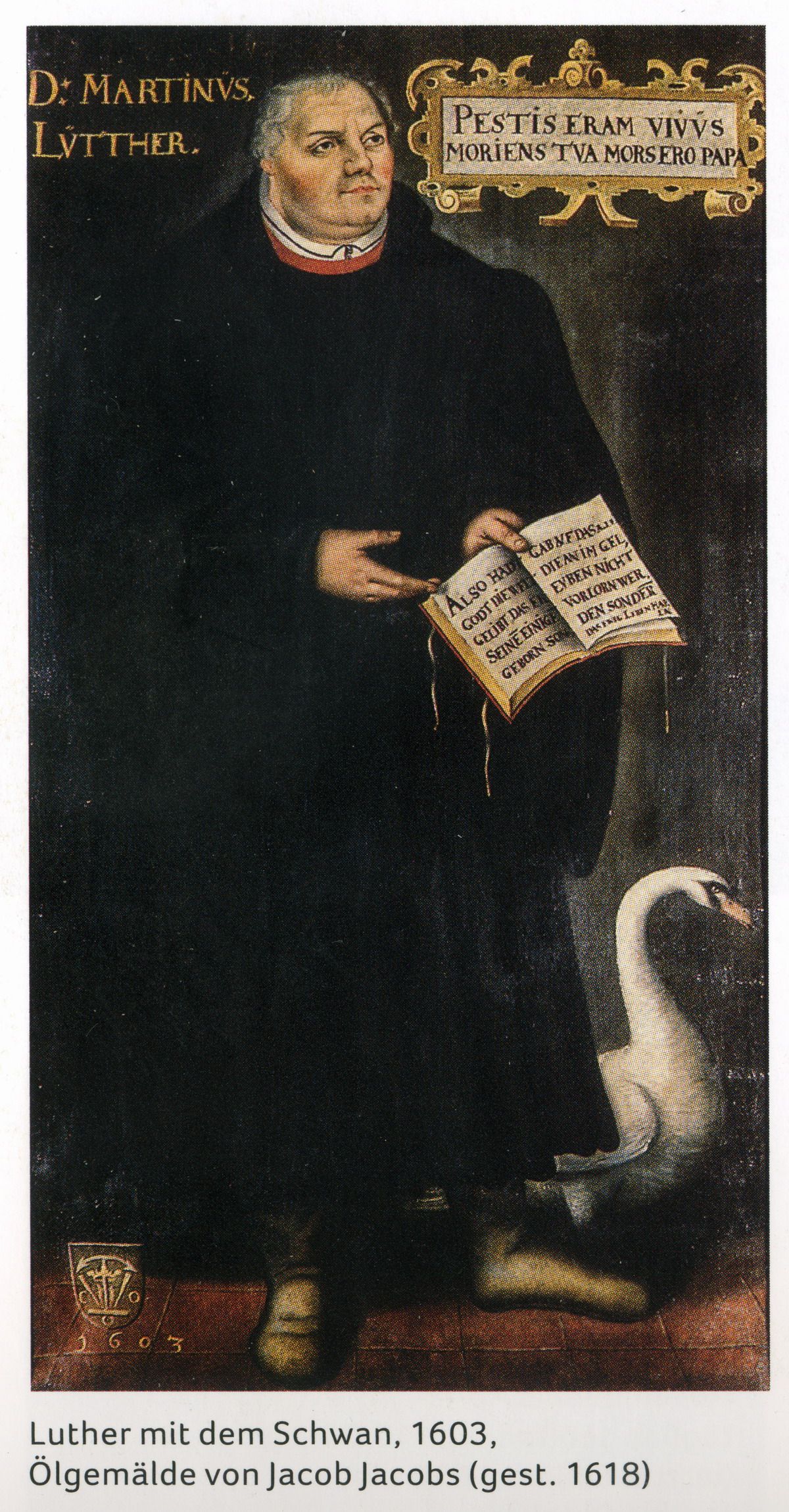 Luther mit Schwan, Gemälde von Jacob Jacobs, 1603