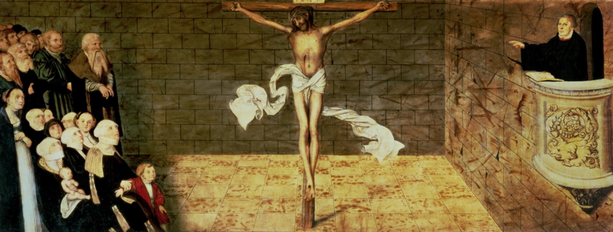 Der predigende Luther, Reformationsaltar Wittenberg (Ausschnitt), 1547