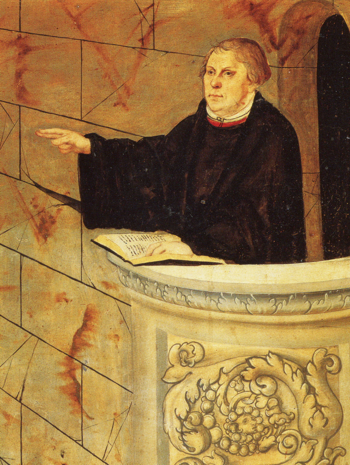 Der predigende Luther, Reformationsaltar Wittenberg (Ausschnitt), 1547