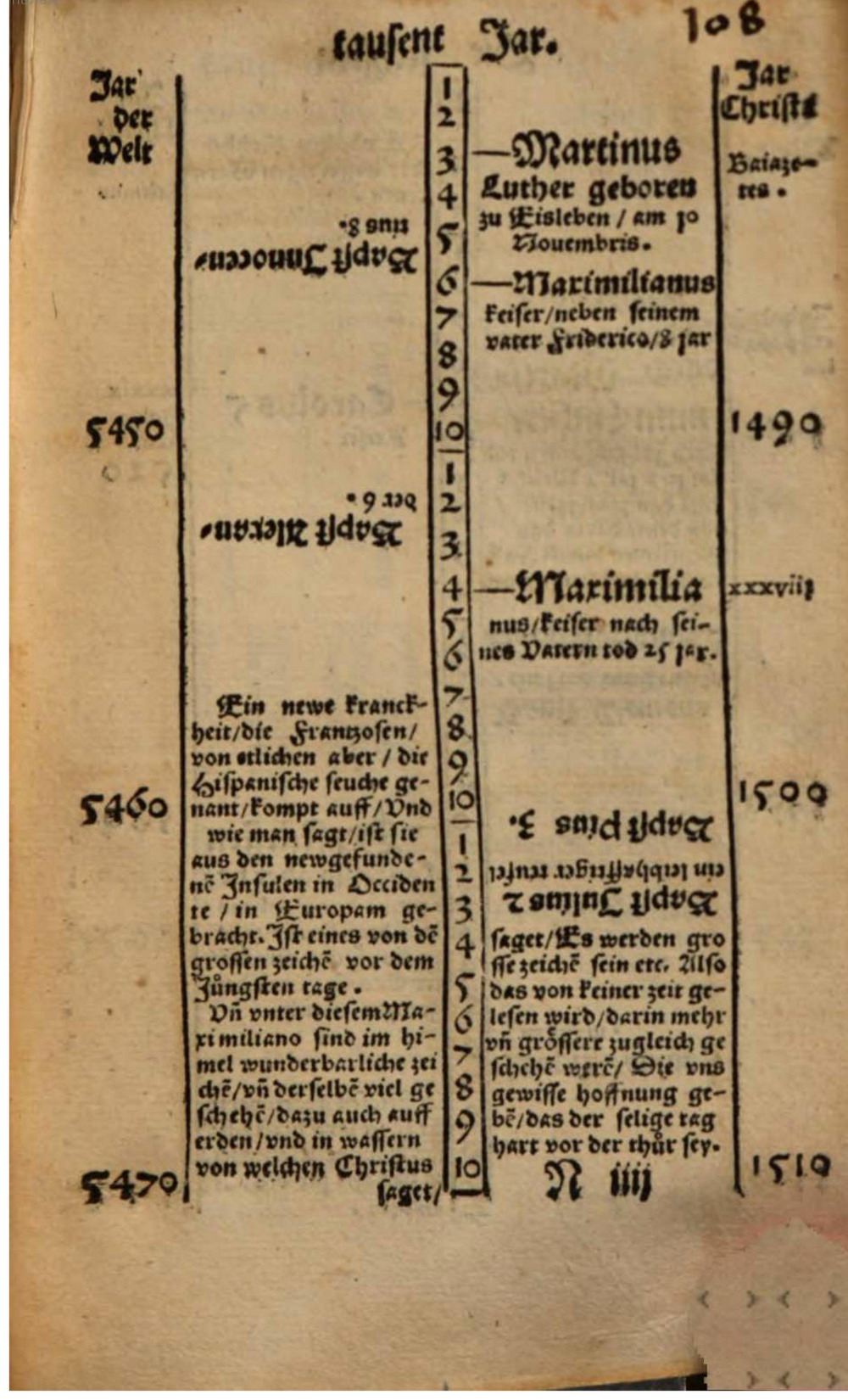 Martin Luther, Chronica (Supputatio deutsch), gedruckt bei Hans Lufft, Wittenberg 1550