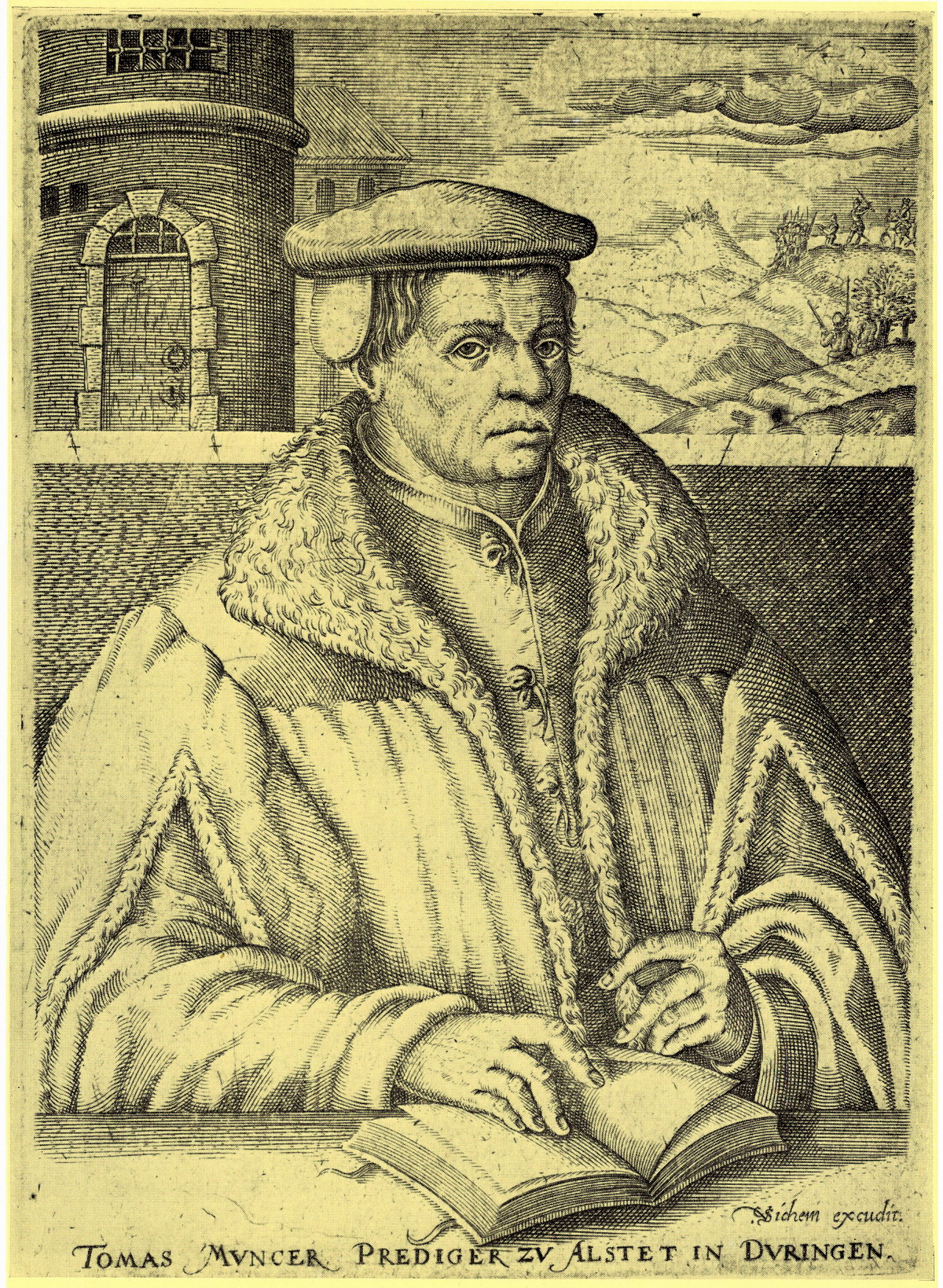 Thomas Müntzer (um 1489-1525). Kupferstich von Christoph von Sichem, 17. Jh.