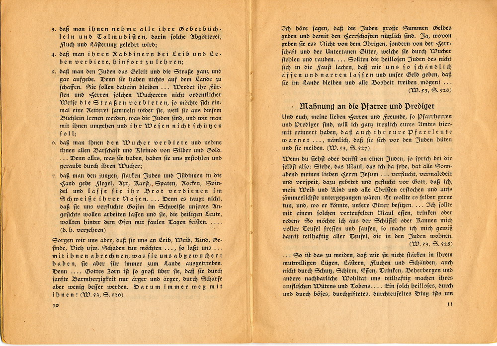 Landesbischof Martin Sasse (Thüringen),  Martin Luther über die Juden:  Weg mit ihnen!, November 1938 [Originalschrift]