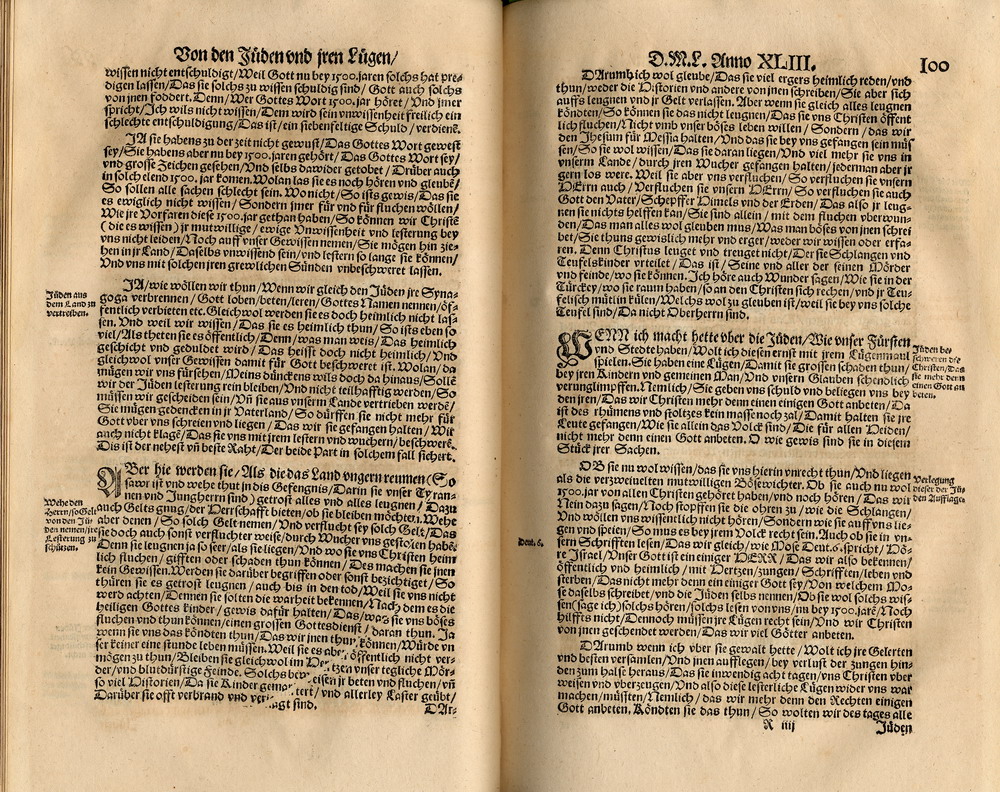 Martin Luther, Von den Juden und ihren Lügen, 1543 [Druck Jena 1562]