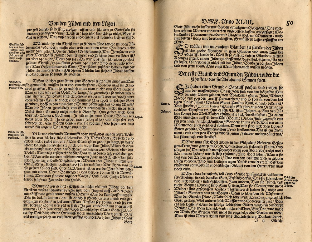 Martin Luther, Von den Juden und ihren Lügen, 1543 [Druck Jena 1562]