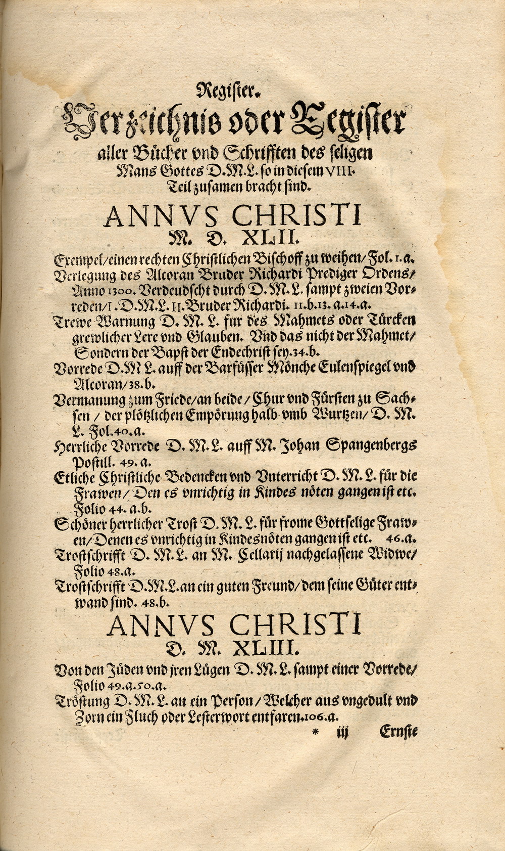 Martin Luther, Von den Juden und ihren Lügen, 1543 [Druck Jena 1562]