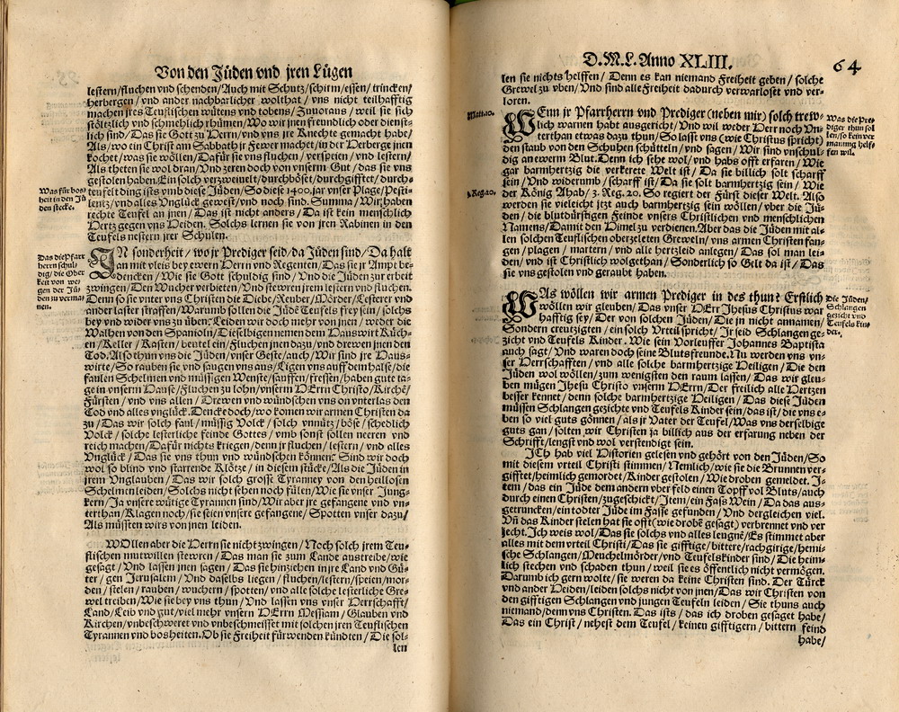 Martin Luther, Von den Juden und ihren Lügen, 1543 [Druck Jena 1562]