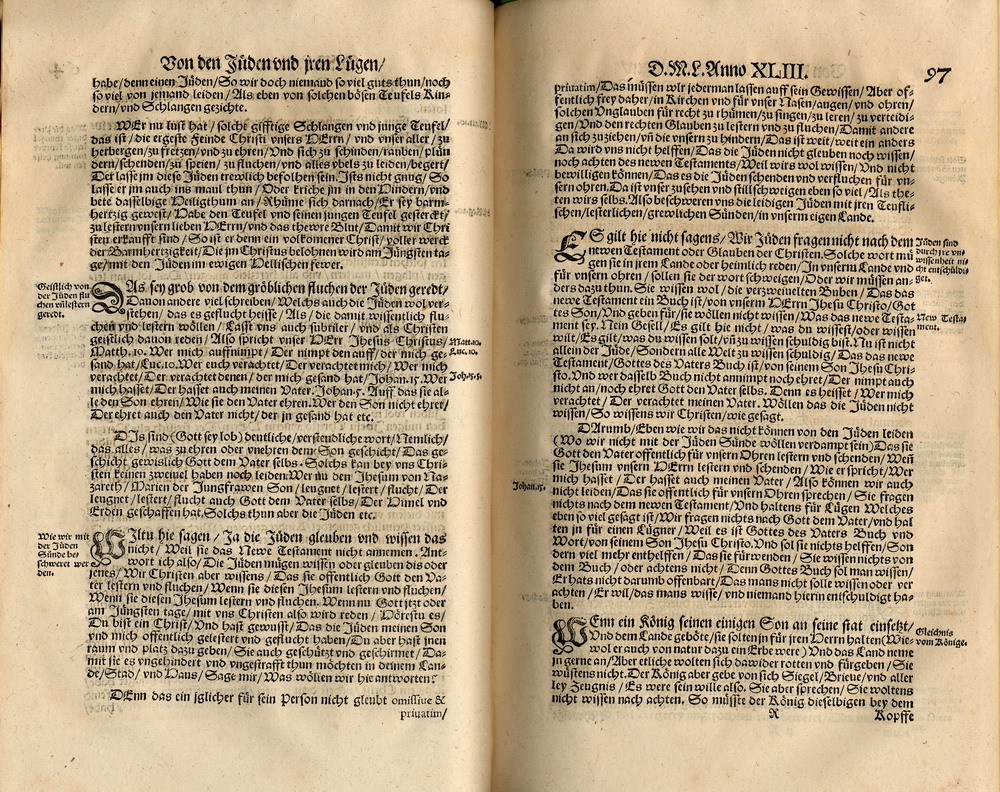 Martin Luther, Von den Juden und ihren Lügen, 1543 [Druck Jena 1562]