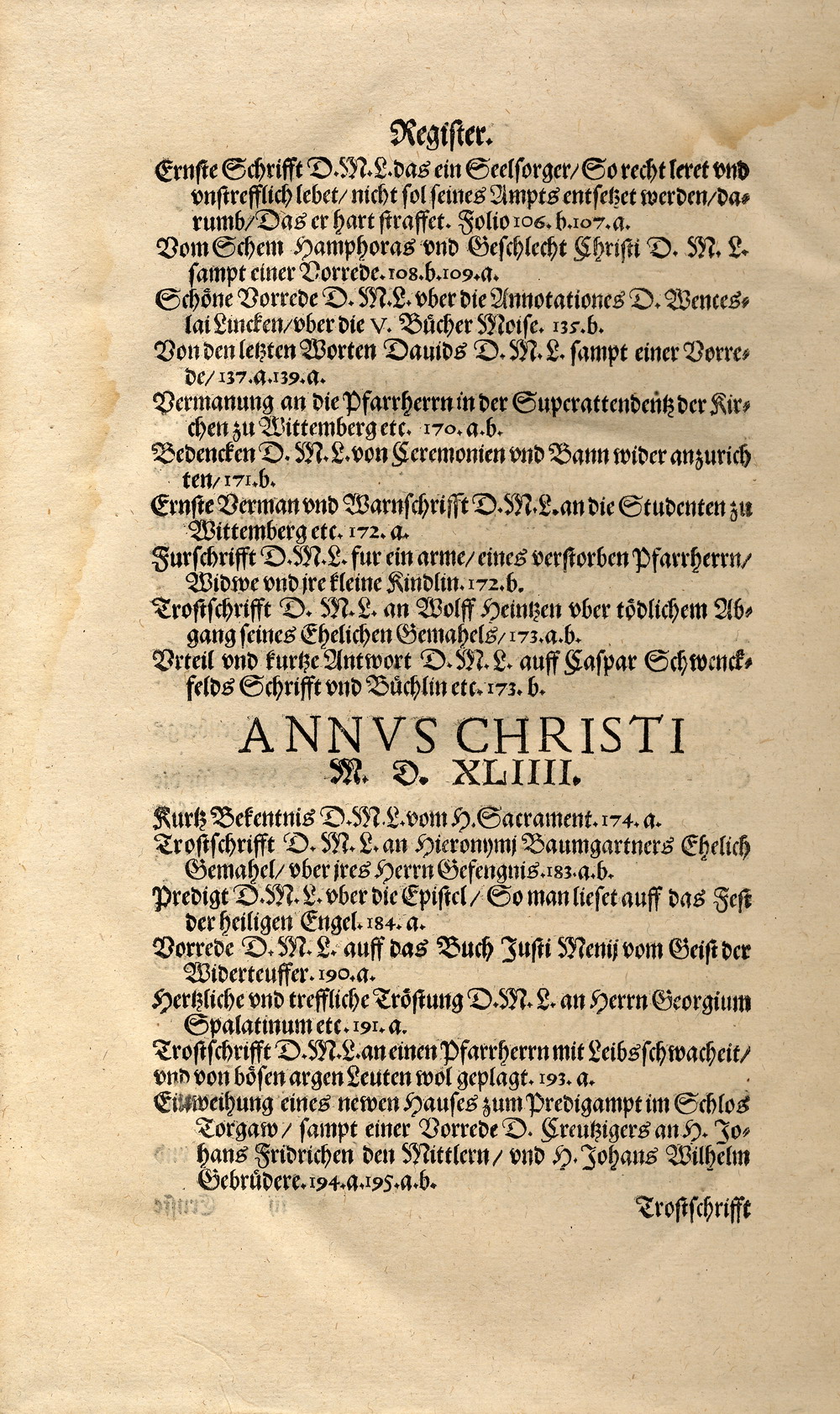 Martin Luther, Vom Schem Hamphoras und vom Geschlecht Christi,  Vorrede, 1543