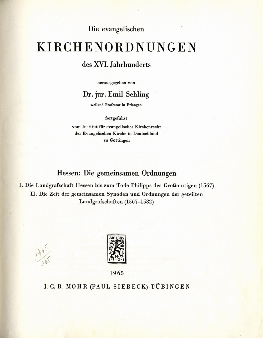 Reformationsordnung des Landgrafen Philipp von Hessen, 1526
