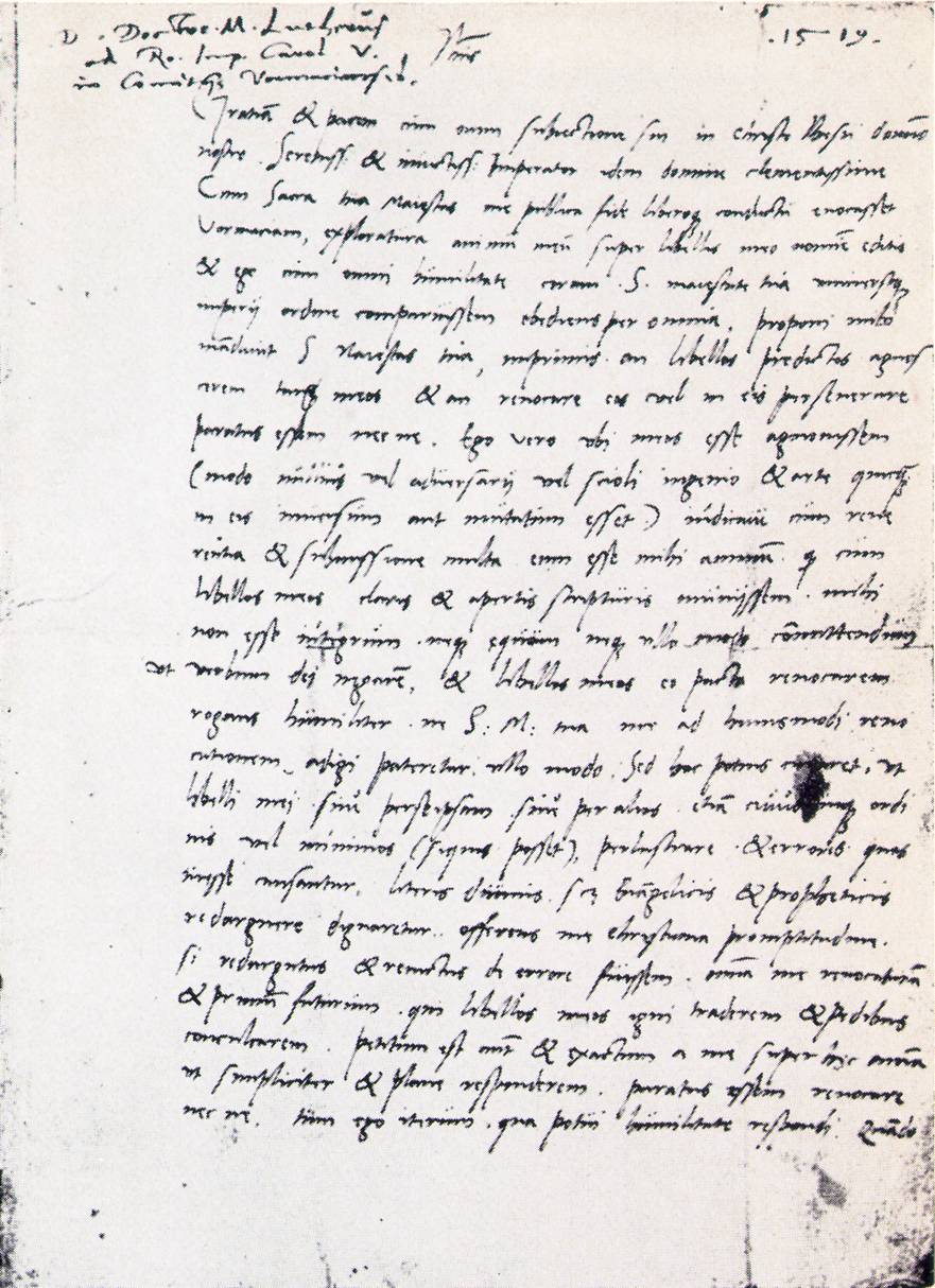 Martin Luther an Kaiser Karl V., Friedberg, 28. April 1521