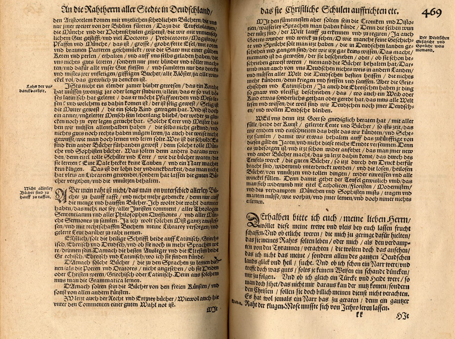 Luther, Ratsherrenschrift 1524 "Der Deutschen Geschichte und Sprüche weiß niemand" [Druckfassung Jena 1555]