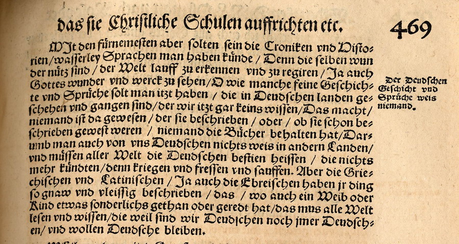 Luther, Ratsherrenschrift 1524 "Der Deutschen Geschichte und Sprüche weiß niemand" [Druckfassung Jena 1555]