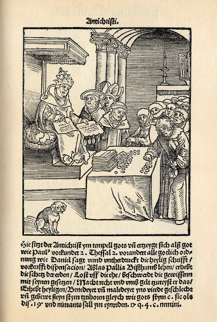 Lucas Cranach d. Ã„., Passional Christi und Antichristi, 1521 

Zwölfte Antithese