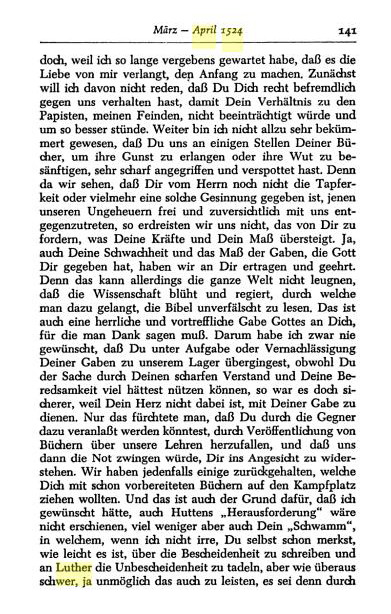 Luther wirft Erasmus vor, mit seinen letzten Schriften den Beifall der Papisten gesucht zu haben (Abschrift), 18. April 1524