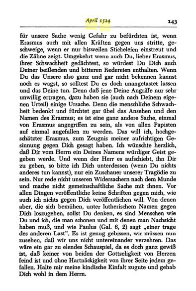 Luther wirft Erasmus vor, mit seinen letzten Schriften den Beifall der Papisten gesucht zu haben (Abschrift), 18. April 1524