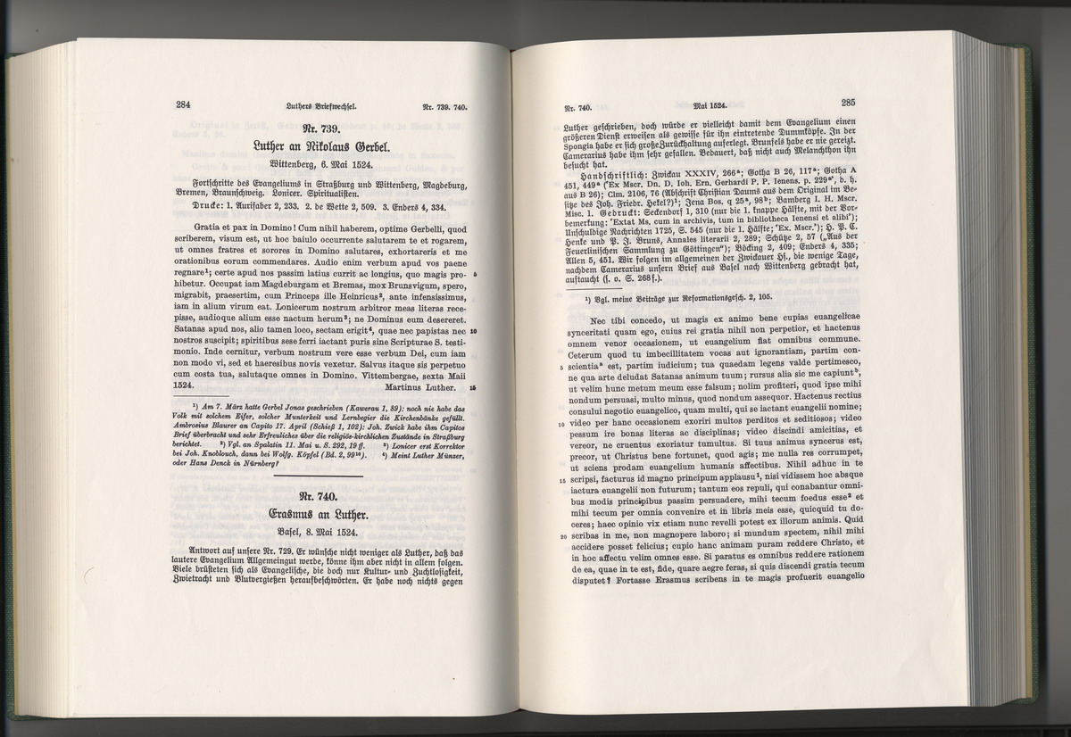 Erasmus verteidigt in einem Brief an Luther seine Haltung gegenüber der evangelischen Bewegung (Abschrift), 8. Mai 1524
