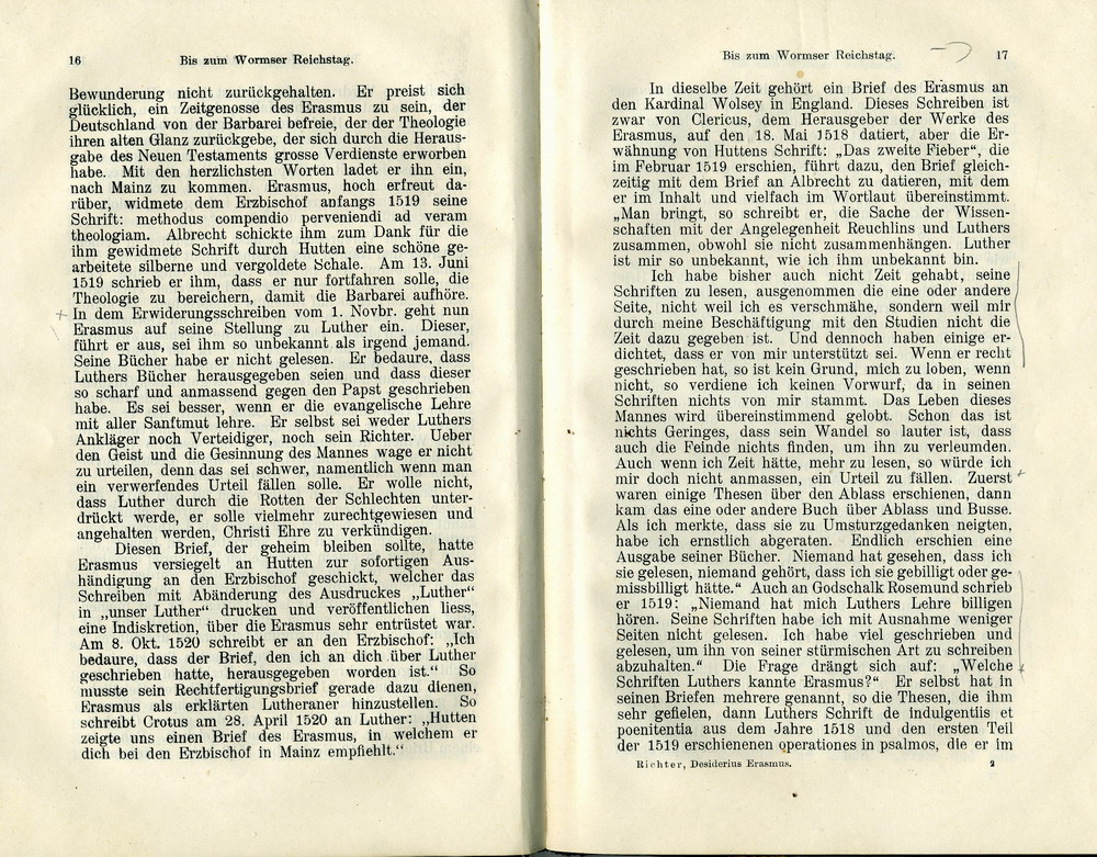 Max Richter, Desiderius Erasmus und seine Stellung zu Luther auf Grund ihrer Schriften, Leipzig 1907