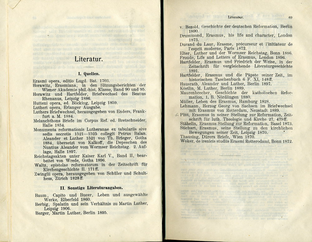 Max Richter, Desiderius Erasmus und seine Stellung zu Luther auf Grund ihrer Schriften, Leipzig 1907
