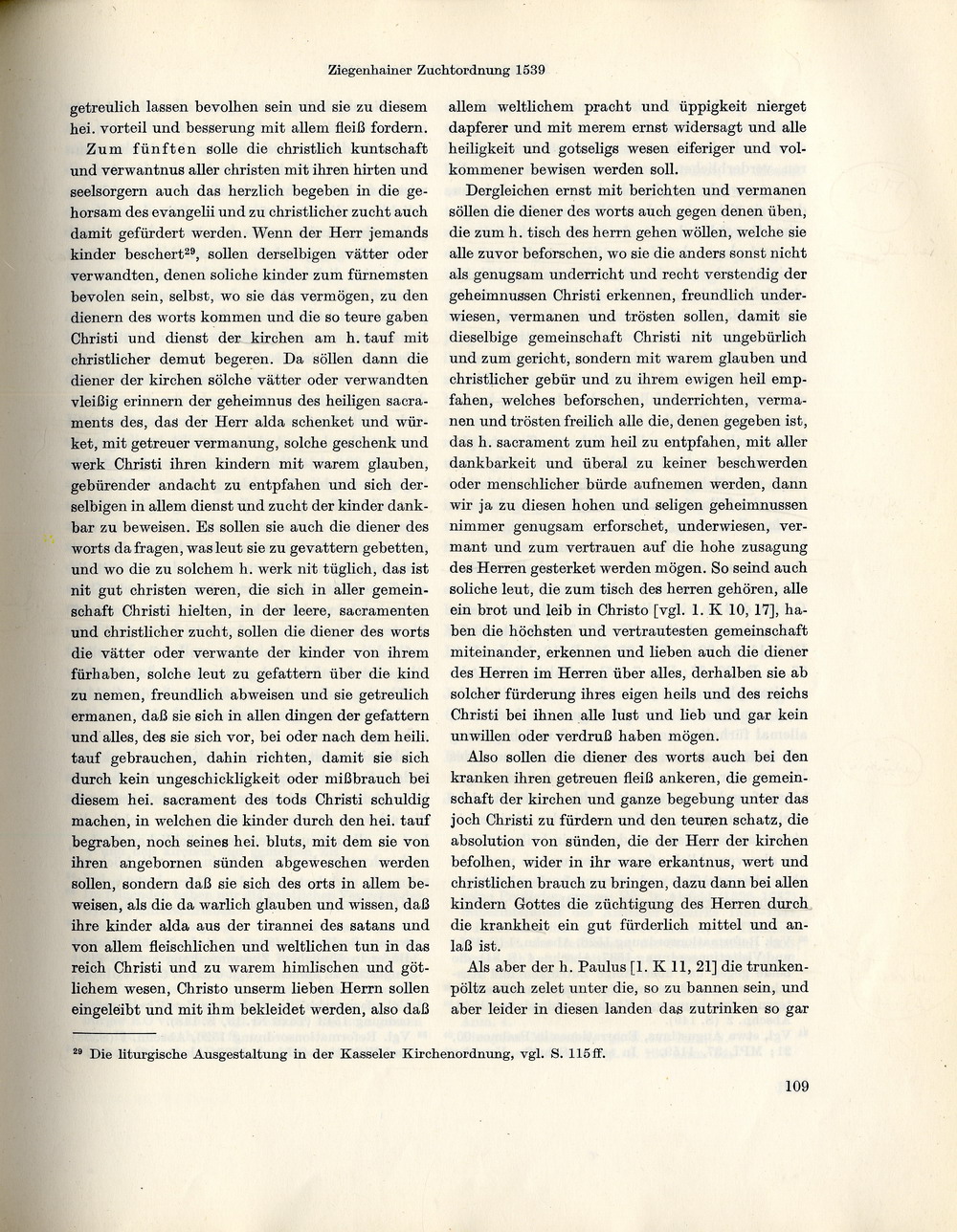 Die Ziegenhainer Kirchenzuchtordnung: Ordnung der Christlichen Kirchenzucht für die Kirchen im Fürstentum Hessen, 1939 [Sehling, 1965]