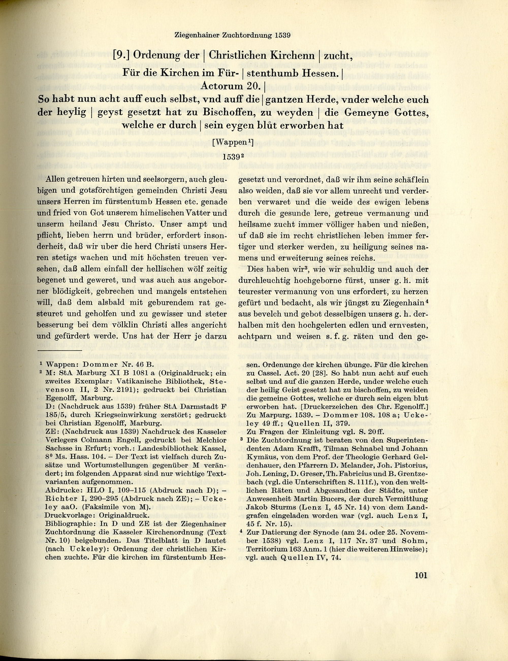 Die Ziegenhainer Kirchenzuchtordnung: Ordnung der Christlichen Kirchenzucht für die Kirchen im Fürstentum Hessen, 1939 [Sehling, 1965]