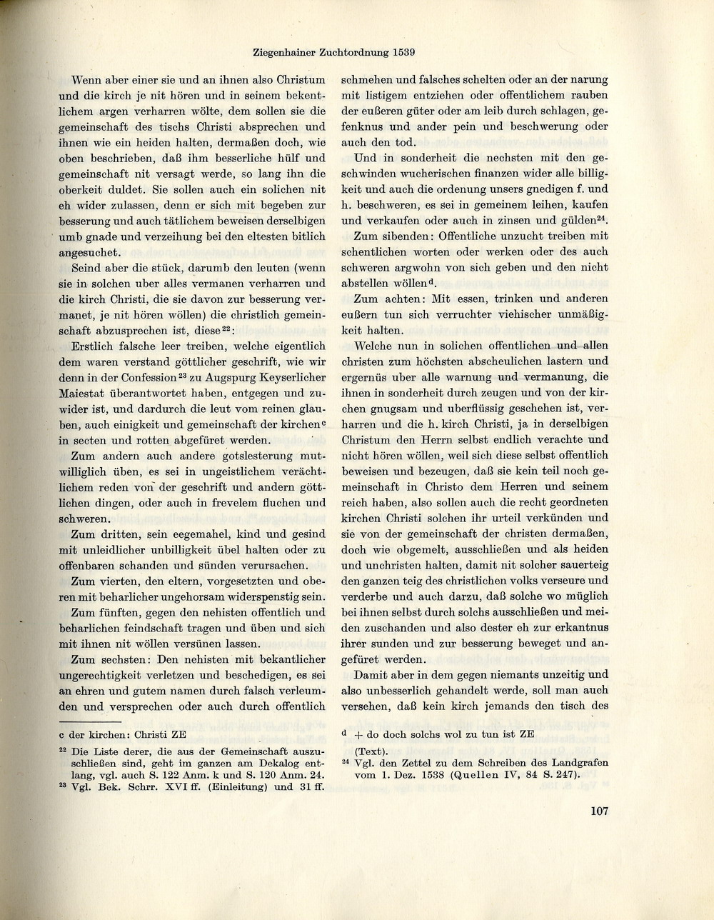 Die Ziegenhainer Kirchenzuchtordnung: Ordnung der Christlichen Kirchenzucht für die Kirchen im Fürstentum Hessen, 1939 [Sehling, 1965]