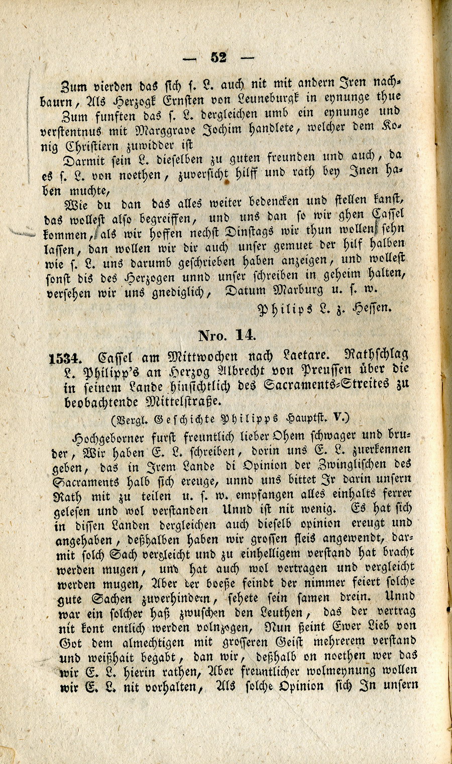 Landgraf Philipp von Hessen an den Kanzler Feige zur Anfrage Herzog Christians von Holstein, König von Dänemark (1534), wg. der geistlichen Güter und der Einführung der Reformation, Marburg 17. Mai 1533