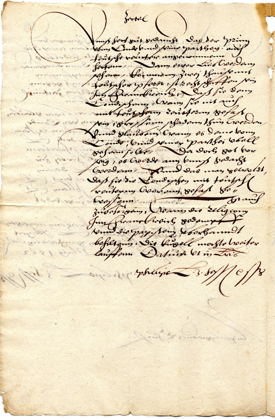 Landgraf Philipp von Hessen an Kurfürst Friedrich III. von der Pfalz, 24. Mai 1562 Cassel