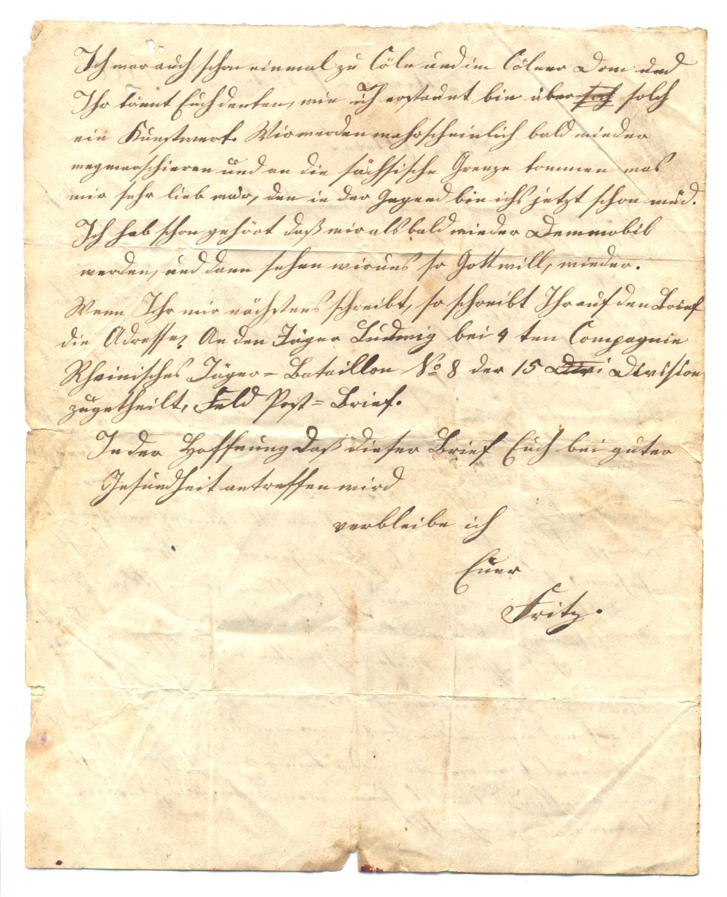 Brief vom 23. Mai 1866 aus Westhoven