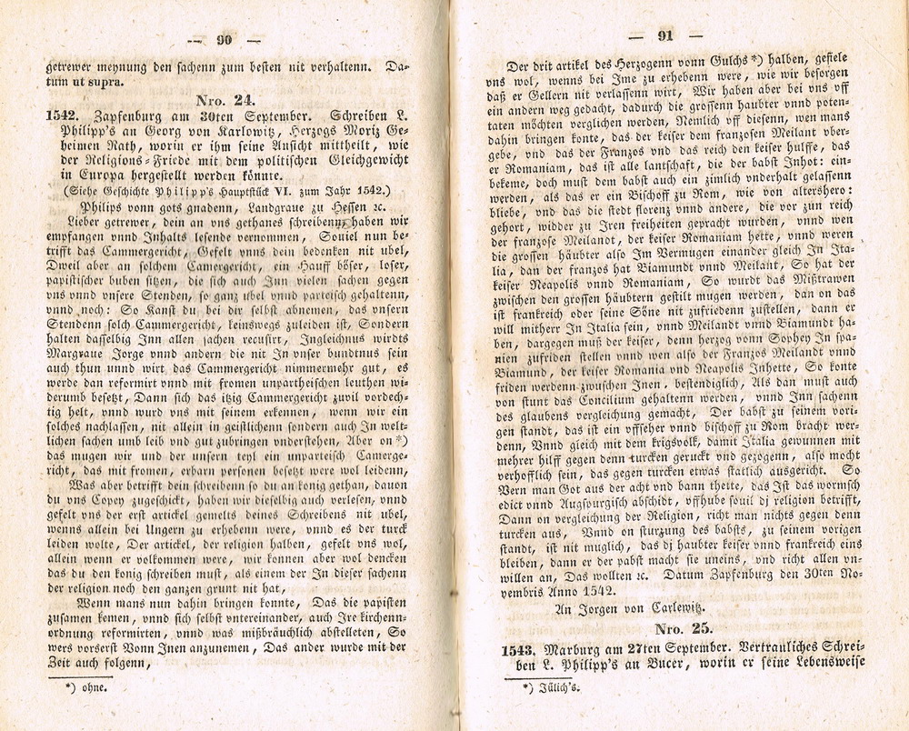 Landgraf Philipp an Georg v. Carlowitz, Zapfenburg 1542 November 30 [Neuhochdeutsche Fassung, Auszüge]