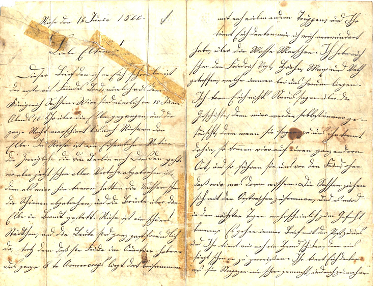 Brief vom 16. Juni 1866 aus Riesa