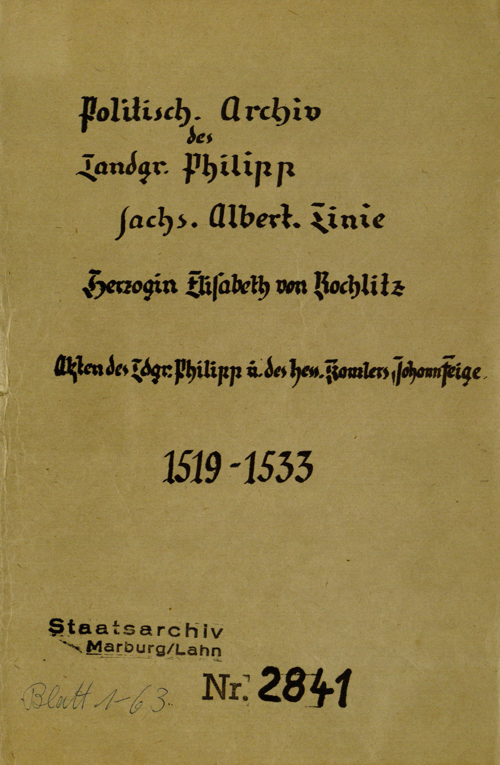 Landgraf Philipp von Hessen zum Abendmahlsstreit zwischen Zwingli und Luther. Brief an Elisabeth von Sachsen-Rochlitz, 20. Februar 1530 [ungekürzt]