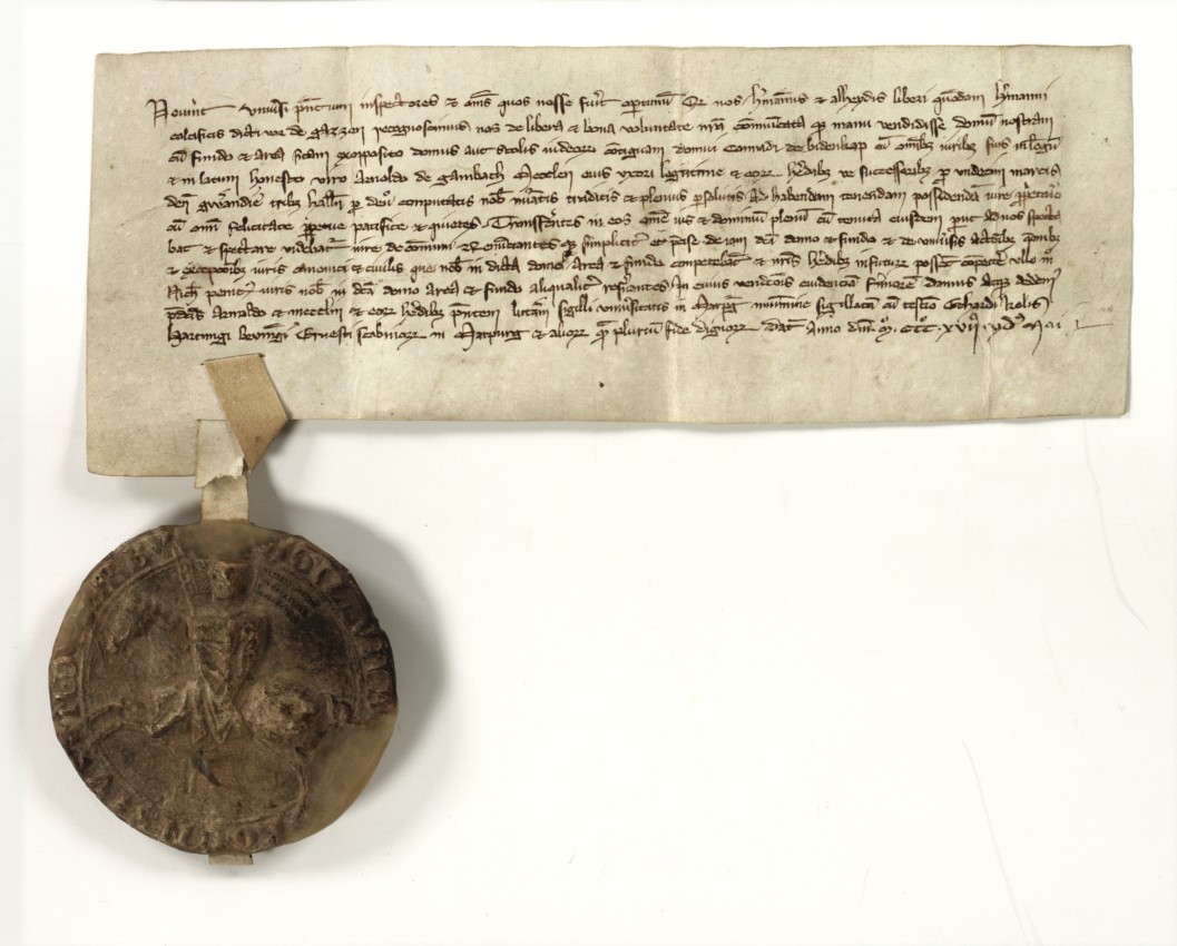 Urkunde: Ersterwähnung einer Synagoge in Marburg in einem Kaufvertrag vom 15. Mai 1317