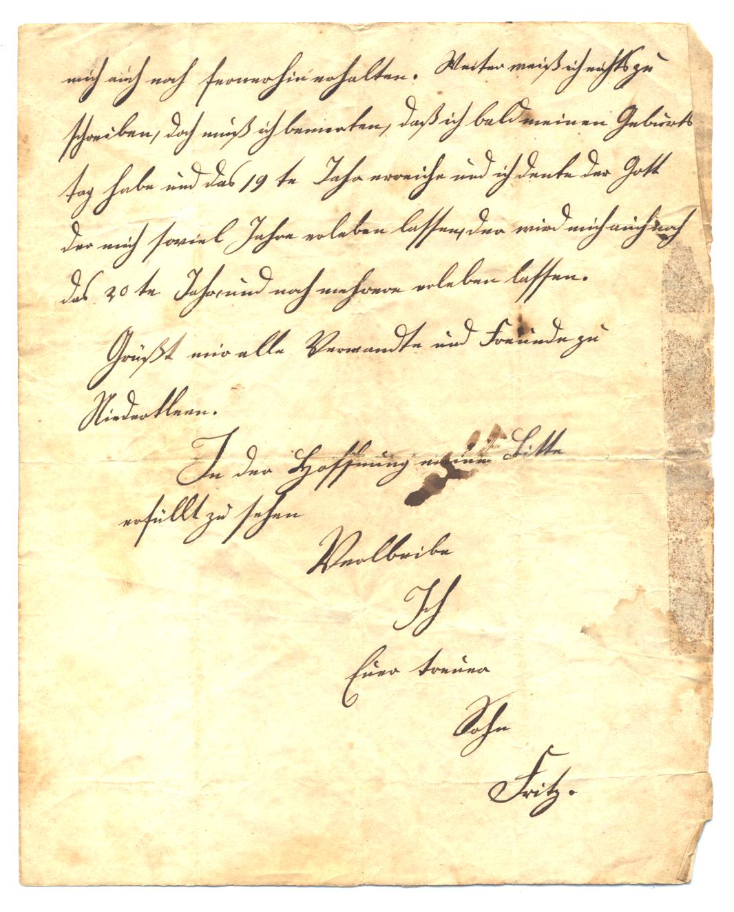 Brief vom 9. Juli 1866 aus Deutschbrod