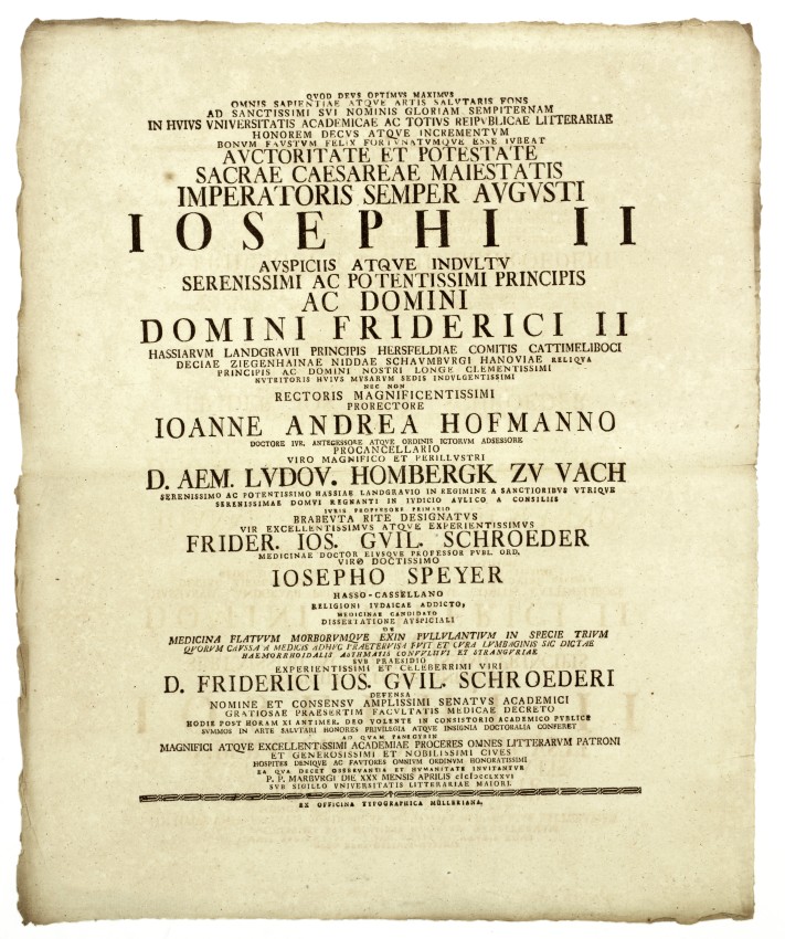 Urkunde: Doktordiplom für Joseph Speyer