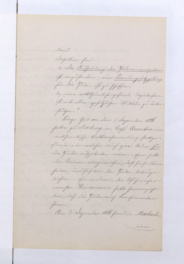 Gedruckter Bericht über den Prozess gegen den Volksschullehrer Ferdinand Fenner wegen "Religionsvergehens", Marburg 1888