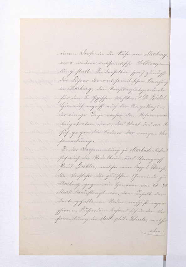 Gedruckter Bericht über den Prozess gegen den Volksschullehrer Ferdinand Fenner wegen "Religionsvergehens", Marburg 1888