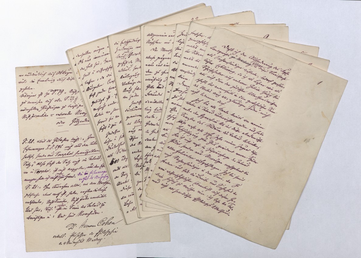 Handschriftliches Gutachten Hermann Cohens im Prozess gegen Ferdinand Fenner, Marburg 1887