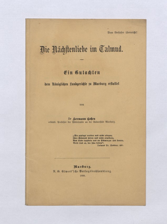 Handschriftliches Gutachten Hermann Cohens im Prozess gegen Ferdinand Fenner, Marburg 1887