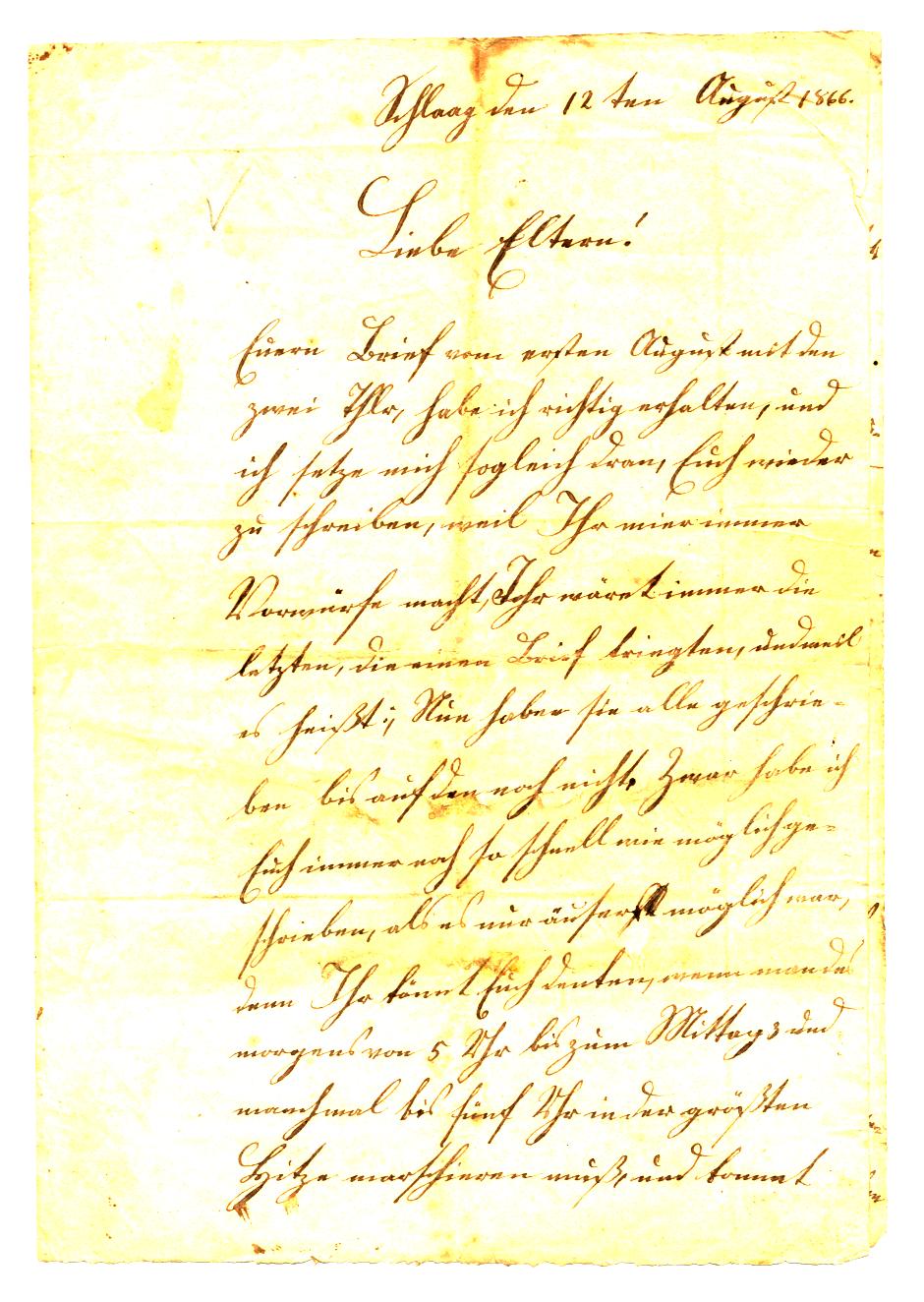 Brief vom 12. Juli 1866 o.O.