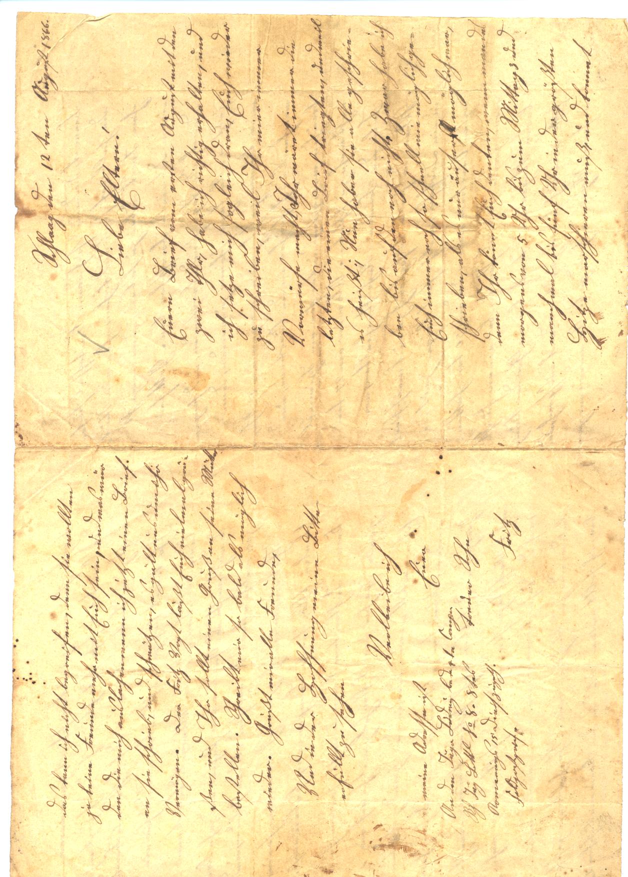 Brief vom 12. Juli 1866 o.O.