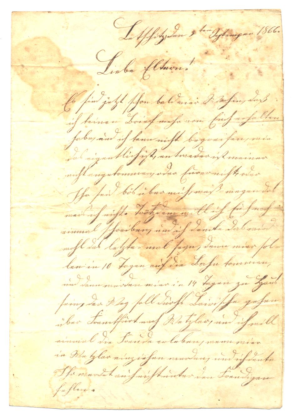 Brief vom 03. September 1866 Letschitz
