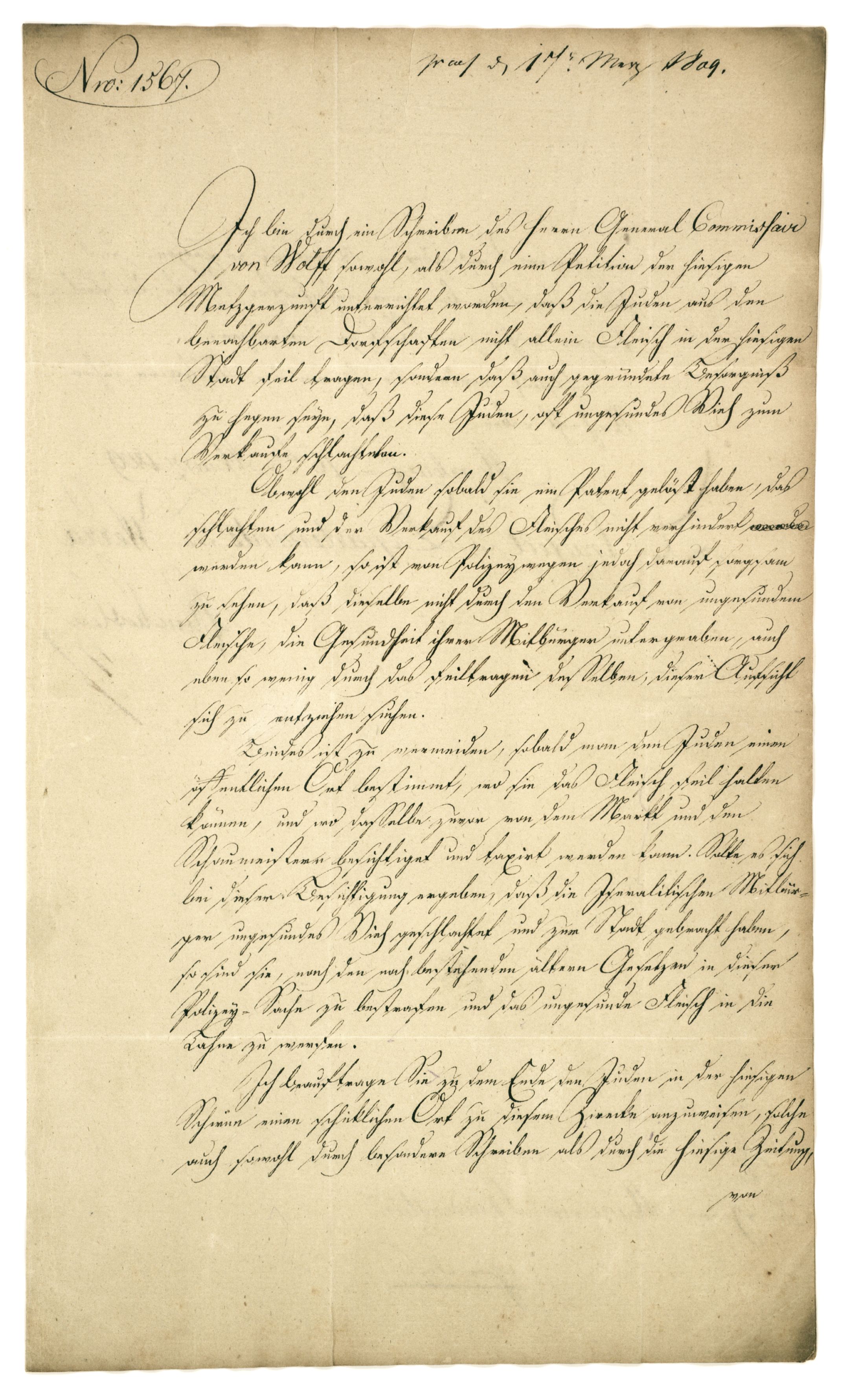 Schreiben des Präfekten des Departements der Werra an den Herrn Maire von Breidenstein, Marburg