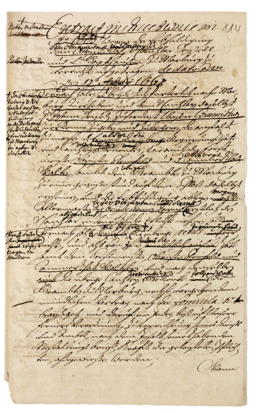 Instruktion von Landgräfin Hedwig Sophie von Hessen für die Bevollmächtigten u. a. Jakob v. Hoff zur Entgegennahme der Erbhuldigung in Marburg