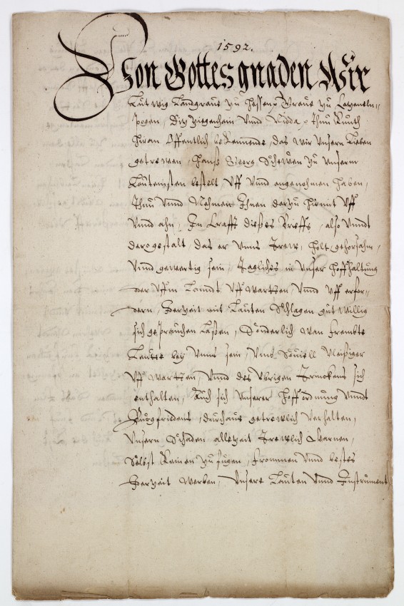 Bestallungsbrief von Landgraf Ludwig IV. von Hessen-Marburg an Hoflautenisten Hans Georg Scheu